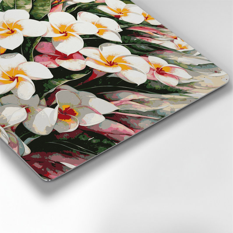 Art mural hawaïen plumeria beige en métal