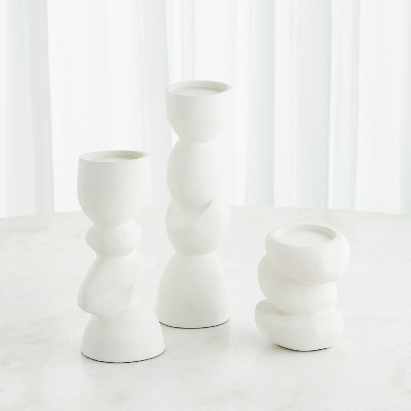 Pradier Candle Holder-White-Med