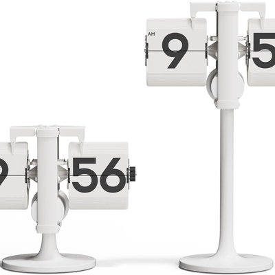 Standing Height Adjustable Flip Desk Clock (White), Retro Vintage Analog Design Flip Clock Standing Clock Battery Operated, for Home Living Room Office School Hotel