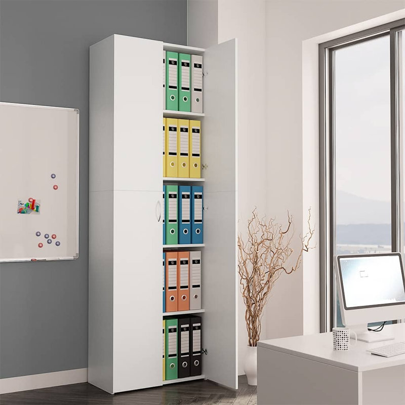 Bureau classeur classeur en bois d'ingénierie, Blanc