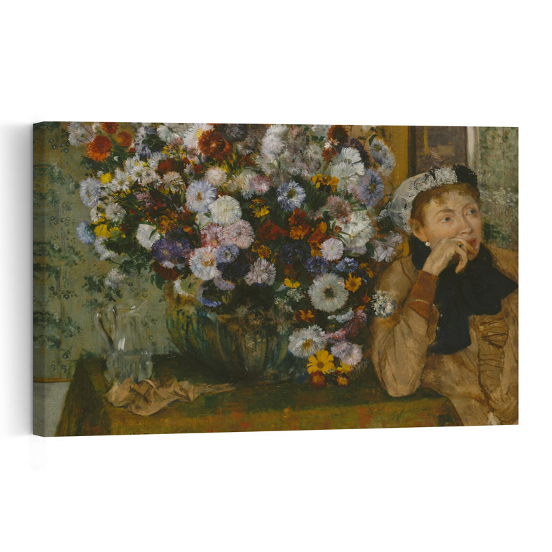 Femme aux chrysanthèmes, 1865, impression d'art abstrait contemporain, portrait de chrysanthème., H 16 po x l 24 po