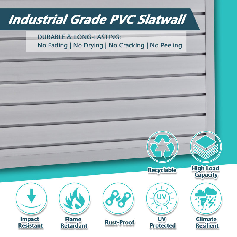 Système de panneaux et de crochets en PVC - Structure de qualité industrielle, H 23,62 po x l 47,24 po x P 1 po