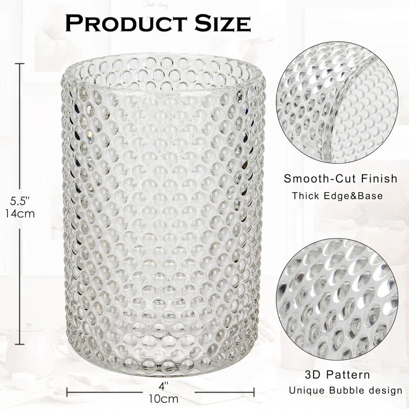 Clear Glass Vase, 4" Thick Cylinder