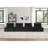 120"W Black Velvet 4 Pc Sectional Sofa