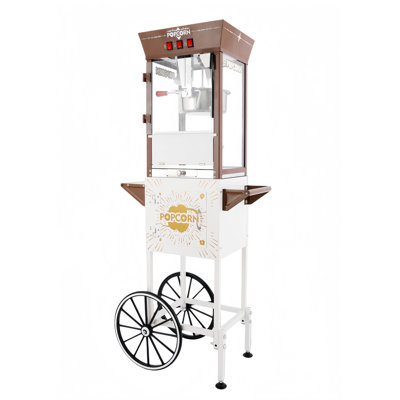 Machine à maïs soufflé avec chariot, roues et bouilloire 12 oz avec distributeur de bonbons