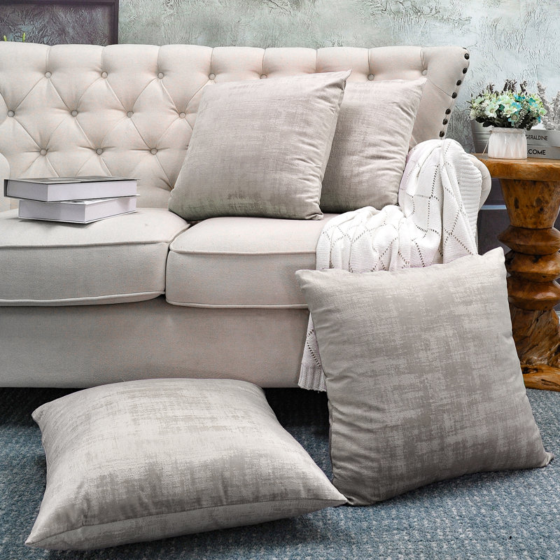 Textured Velvet Throw Pillow Cover, Simply Taupe
