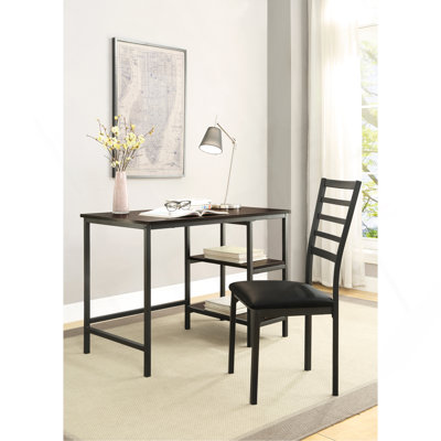Ensemble de bureau d'écriture 2 pièces avec finition noire en simili cuir