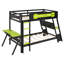 Lit superposé simple avec 2 bureaux de jeu intégrés, ports USB et rangement perforé, lit mezzanine pour 2 utilisateurs E-Sports, vert-883011836-883011838