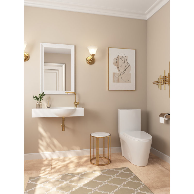 30'' x 18'' Rectangular Vitreous China Wall Mount Bathroom Sink with Faucet Hole, White