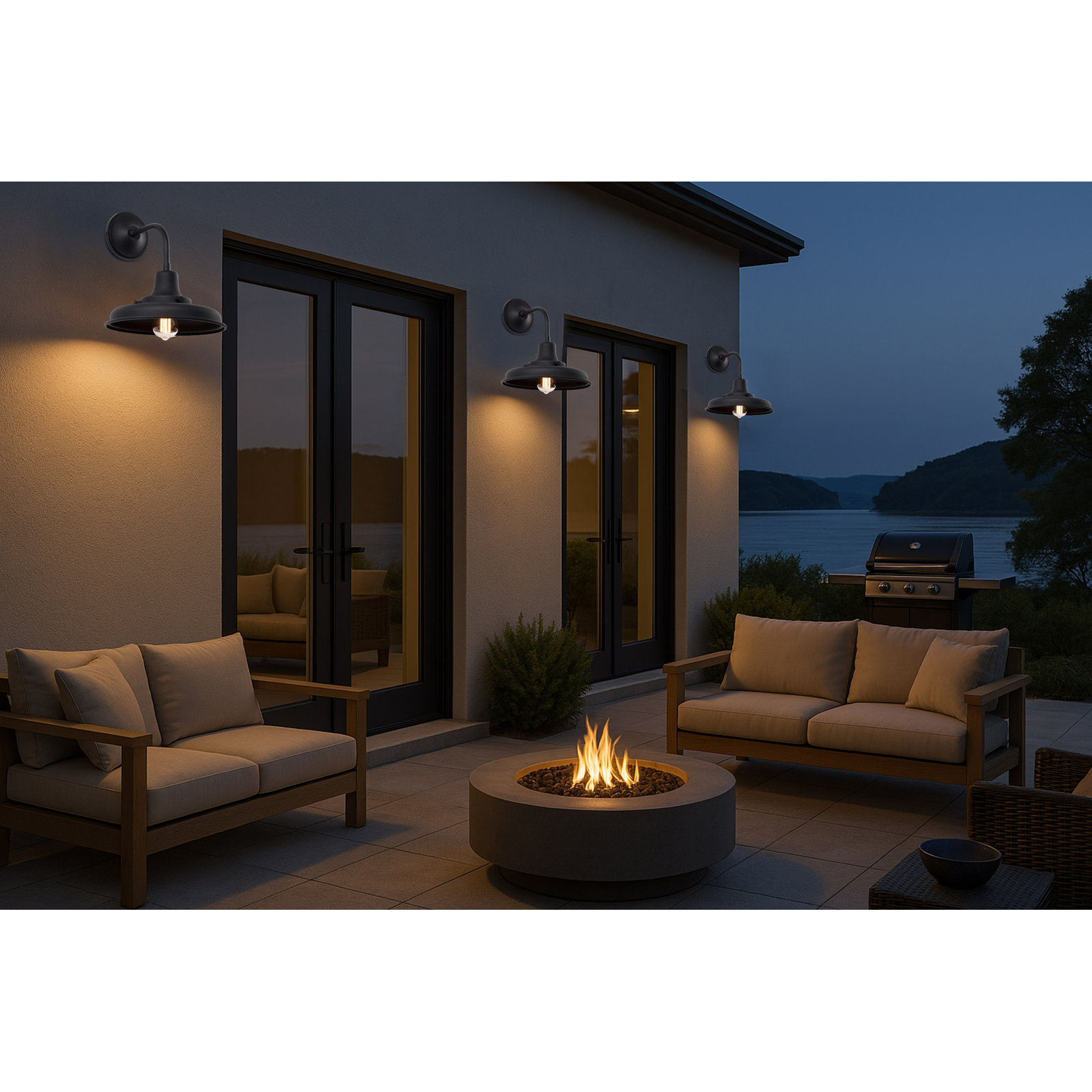 Ander Outdoor Wall Lantern, 13.38'' H x 12'' W x 13.55'' D, Black, Black