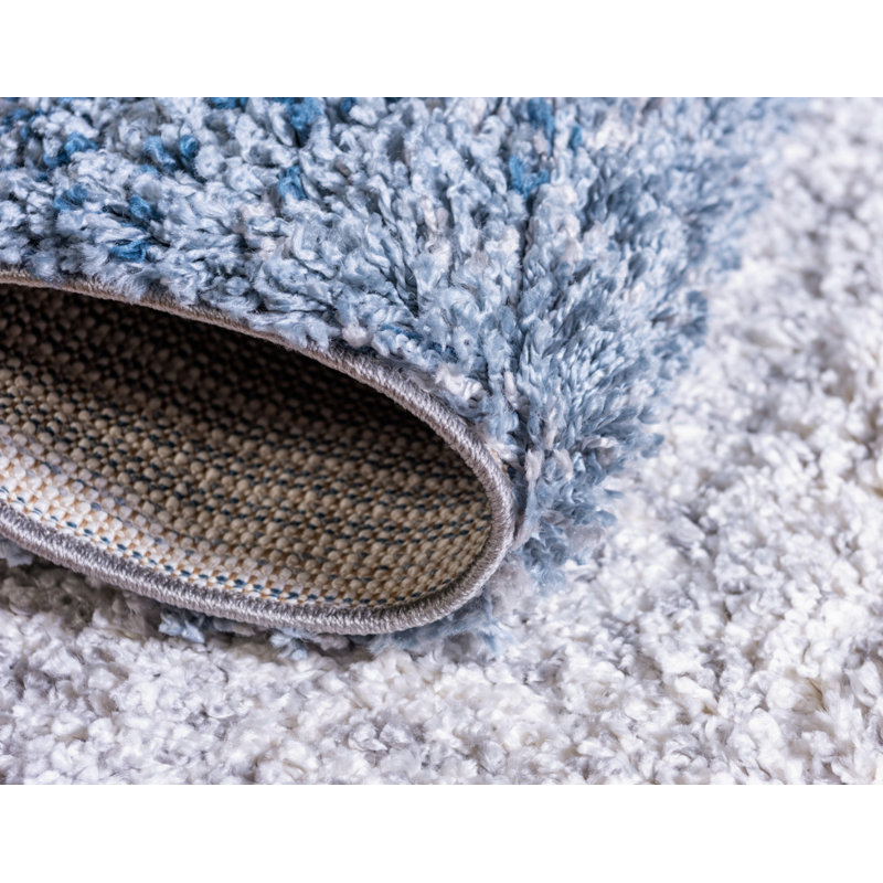 Tapis bleu à rayures Mitzy, Rectangle 2 pi 2 po x 3 pi 1 po
