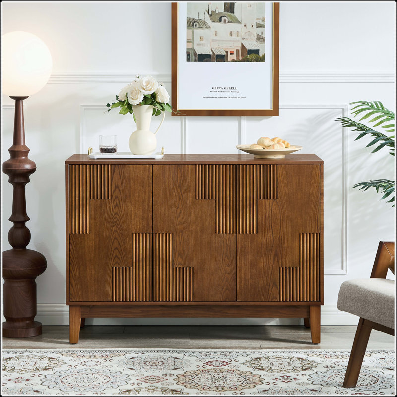Buffet Mid-Century moderne à rayures verticales