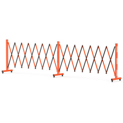 Barrière de barricade extensible 11 pi avec 4 roues - Barrière de trafic rétractable portable pour le contrôle des foules, les chantiers de construction et les événements - Orange + noir