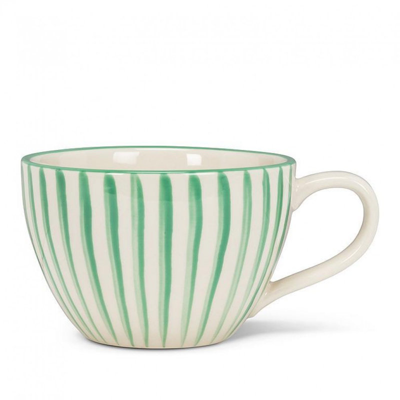 Striped Latte Mug, White/Green