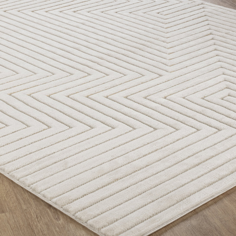 Sumya In- & Outdoor Scandi Modern White Area Rug, Rectangle 16'8" x 22'11"