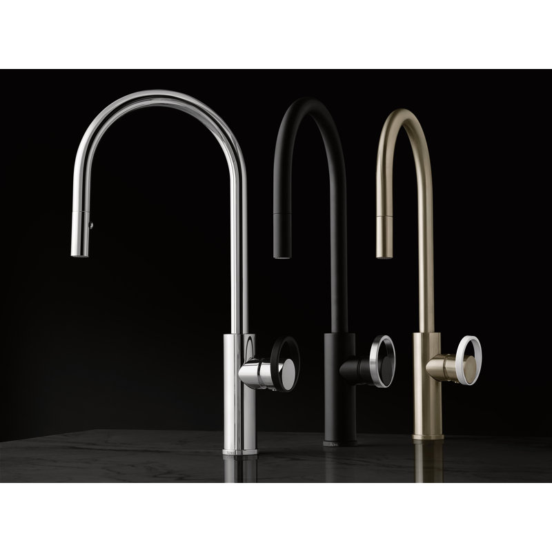 Eclissi™ Pull-Down Single Handle Kitchen Faucet with Accessories, Polished Chrome/Polished Nickel