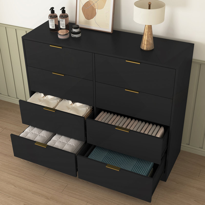 Commode 8 tiroirs pour chambre à coucher, commode de chambre moderne en bois, commode 8 tiroirs, commode haute pour placard, organisateur de commode pour le salon, placard