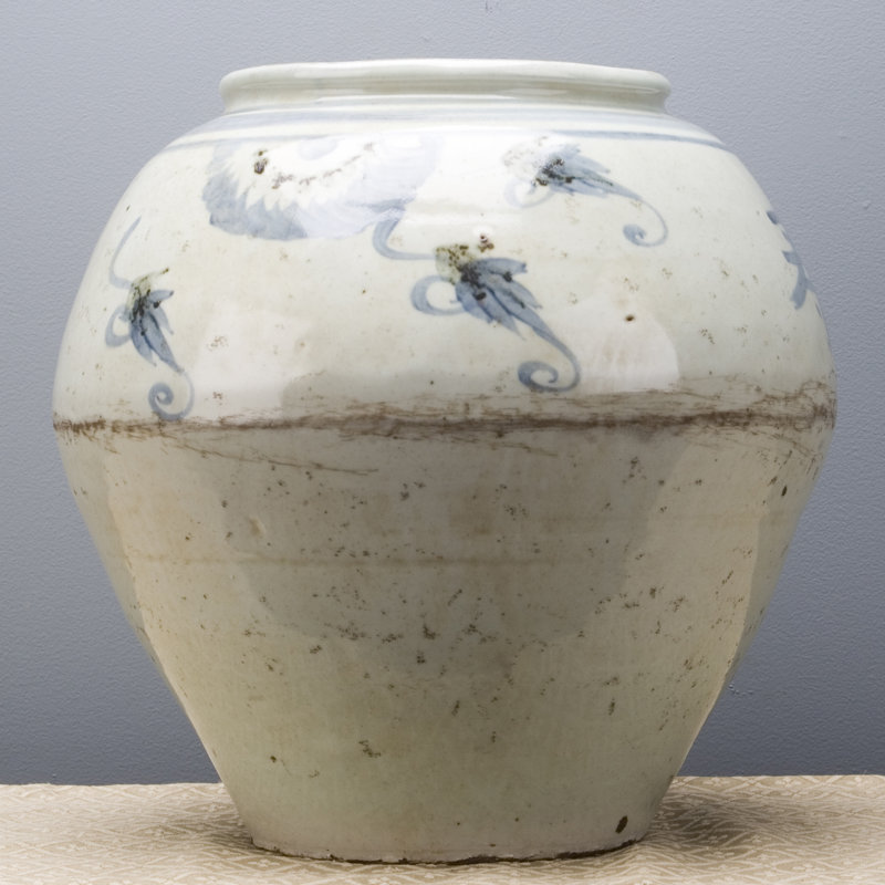 Porcelain Longevity Vase Celadon with Blue Accents