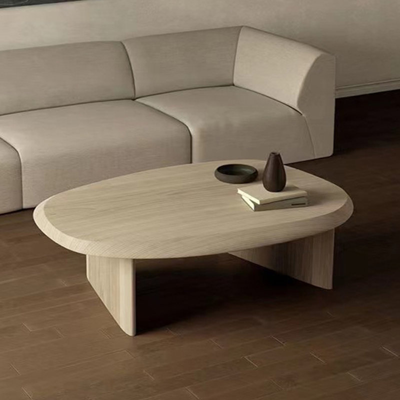 Table de bout ovale en bois massif, H 14,96 po x L 55,11 po x l 29,52 po