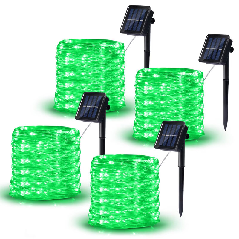 Guirlande solaire de lumières d'extérieur imperméable avec 8 modes, Vert