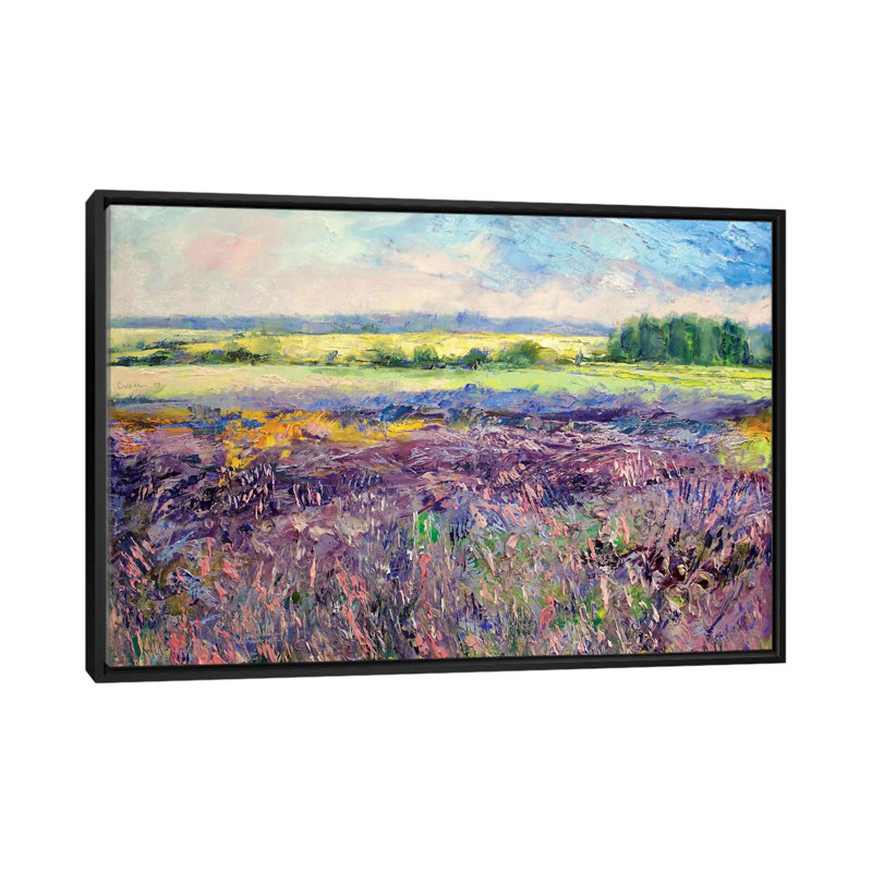 «Provence Lavender», reproduction d'art sur toile, H 18 po x l 26 po x P 1,5 po, Toile avec cadre noir, Pas de tapis
