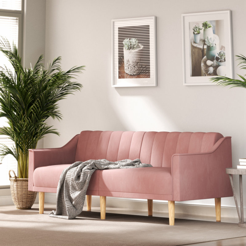 Keesa Cotton Sofa Bed, Pink Wood