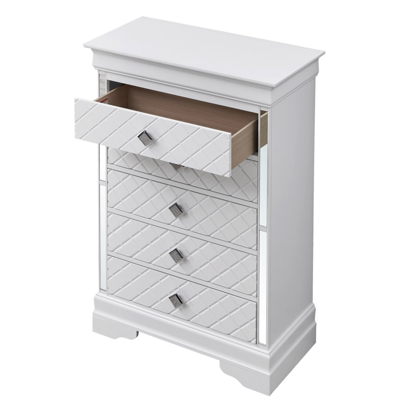 Commode 5 tiroirs Modern, Blanc