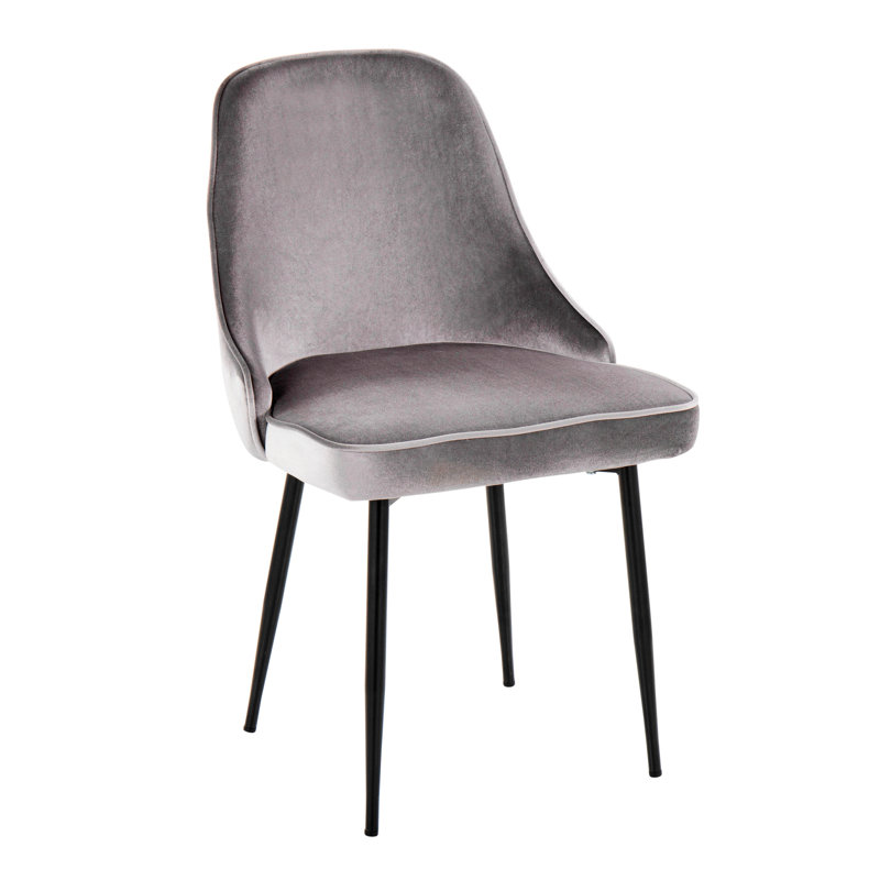 Chaise d'appoint large Seel, Noir, Polyester argent
