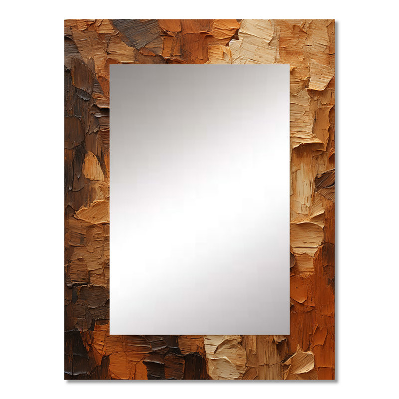Brun arbre écorce Essence 2 - miroir mural arbre, miroir décoratif moderne, impression d'art en métal, 32 po x 24 po