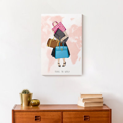 «Travel the World Girl», reproduction d'art sur toile non encadrée