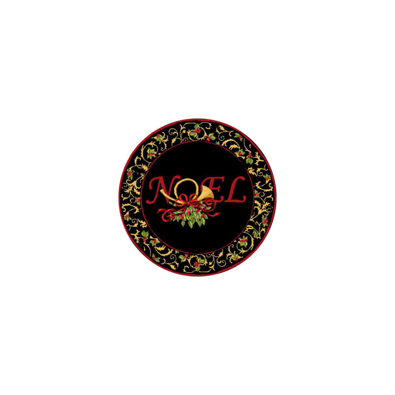 Tapis noir en laine crocheté à la main Paget, Rond 6 pi