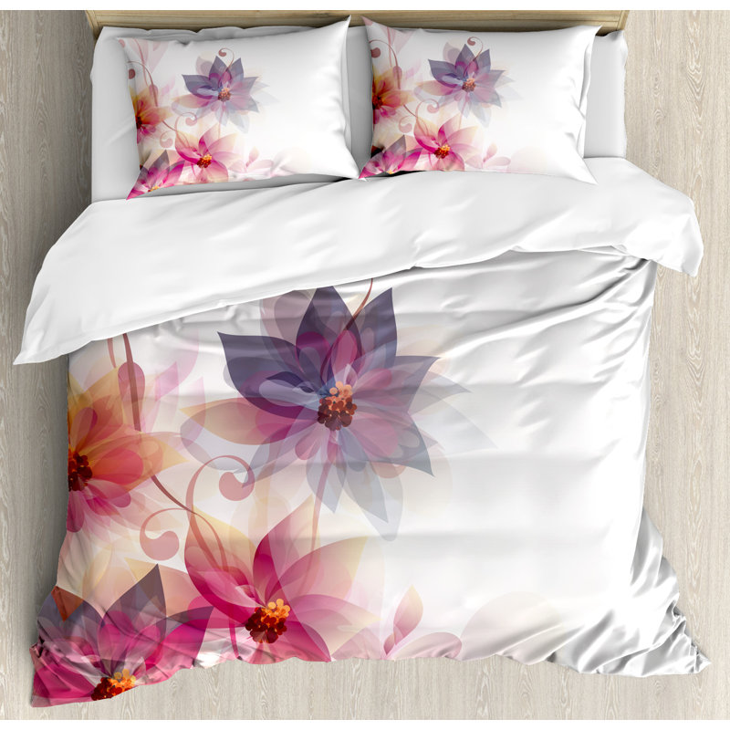 Abstract Traditional Polyester Floral Duvet Cover, Queen