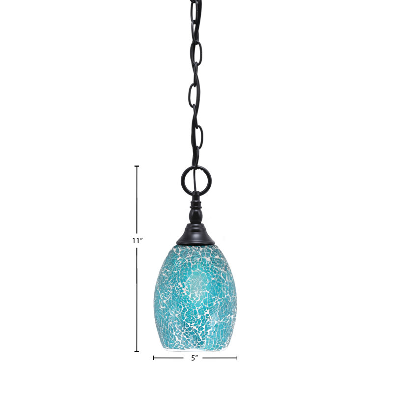 Mini-luminaire suspendu en chaîne avec verre, Noir mat