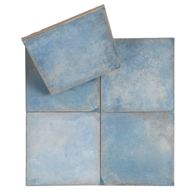 Faenza 8x8 Weathered Slate Porcelain Square Wall and Floor Tile (6.46 sq ft/case) - 15 Pack, Blue