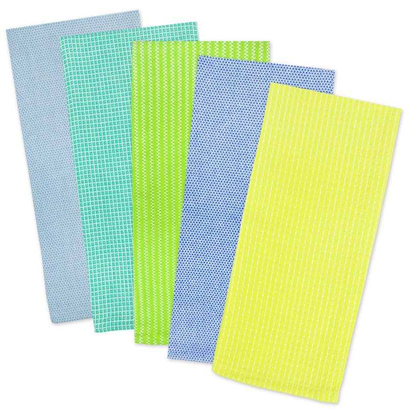 Torchon gaufré, Jaune / bleu / vert