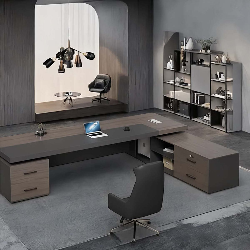 Bureau de maître gris à deux côtés