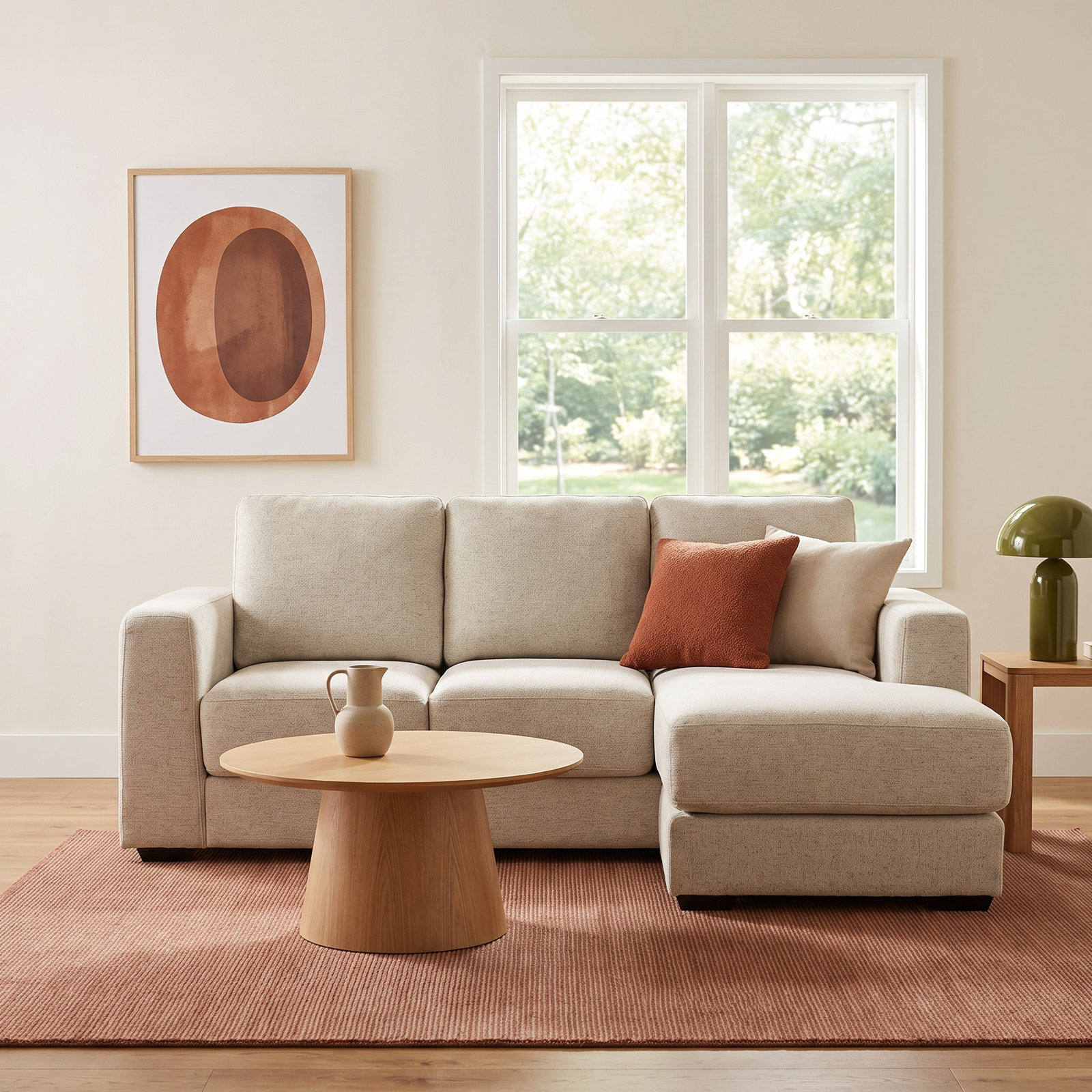 Upholstered Reversible Chaise Sectional, Sand
