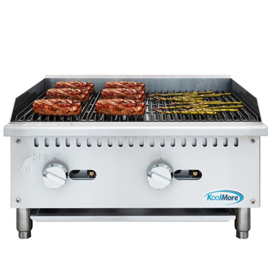 Barbecue au gaz naturel commercial de 24 po à 2 brûleurs avec 60 000 BTU en acier inoxydable (km-gcb2-24m)