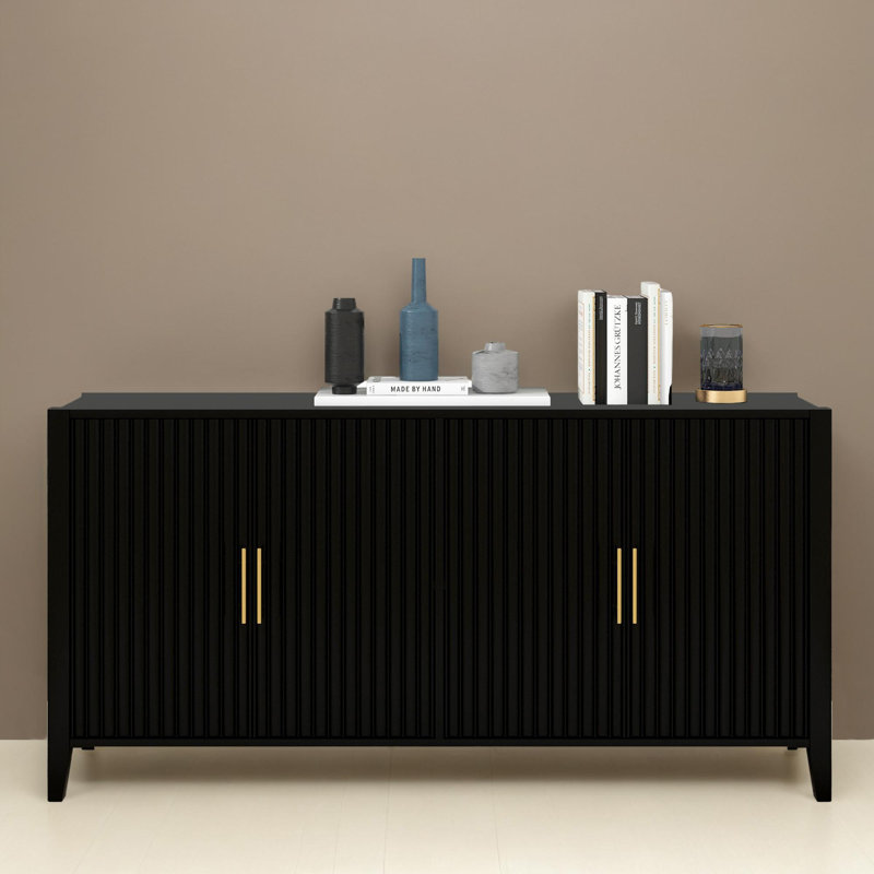 63" Kitchen Storage Sideboard Buffet Cabinet Console Table, Black