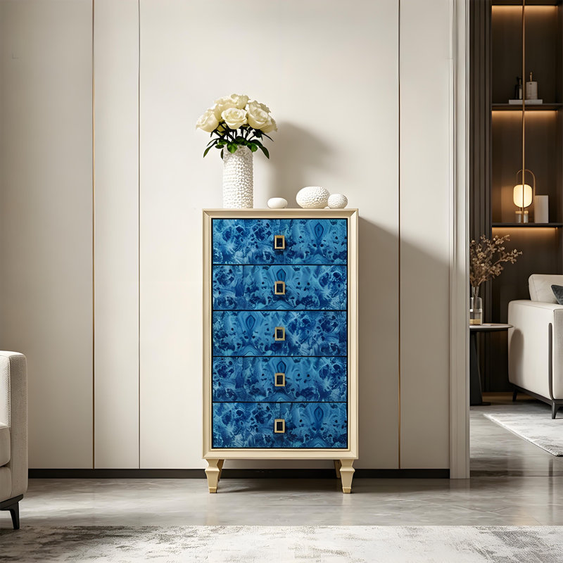 Commode d'appoint bleue de style minimaliste