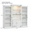 Vitrine 3 pièces de 78,75 po de hauteur avec bibliothèque et plafonnier réglable à DEL 5 couleurs, tablettes de style rétro avec tablettes en verre trempé pour le salon, le bureau, le studio ou l'espace de travail, blanc