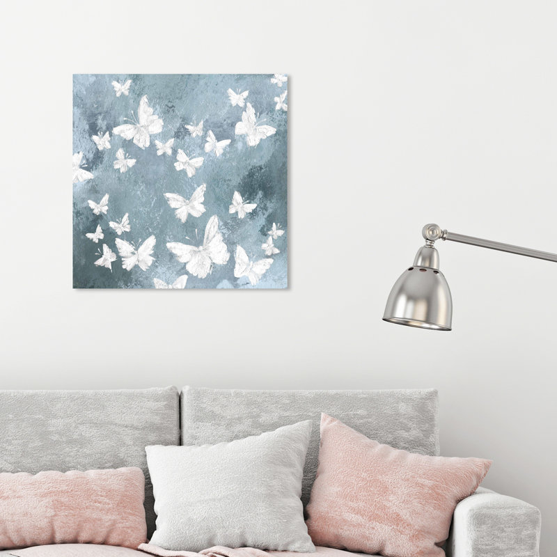 Animaux, papillons dans le vent, insectes - Impression sur toile, H 40 po x l 40 po, Toile tendue