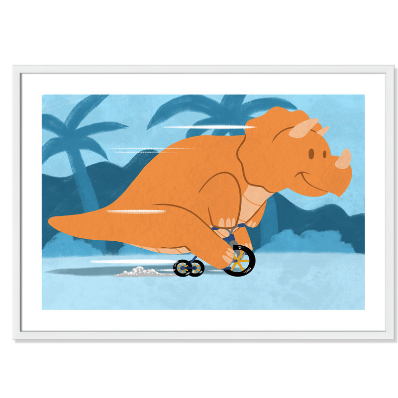 «Riding Dino 2», impression sur papier, H 24,5 po x l 34,5 po x P 1,18 po, Encadré de boîte blanc