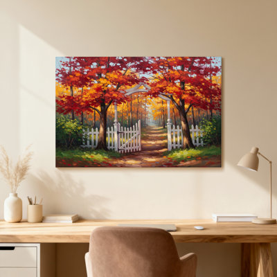 Plantes et fleurs, automne, arbres, chemin, barrière, scène de jardin