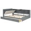 Lit plateforme double avec tête de lit, tablettes et 2 tiroirs-650331507