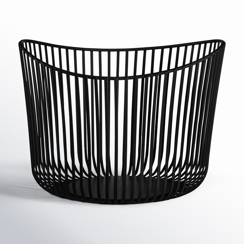Black Powder-Coated Steel Round Storage Basket