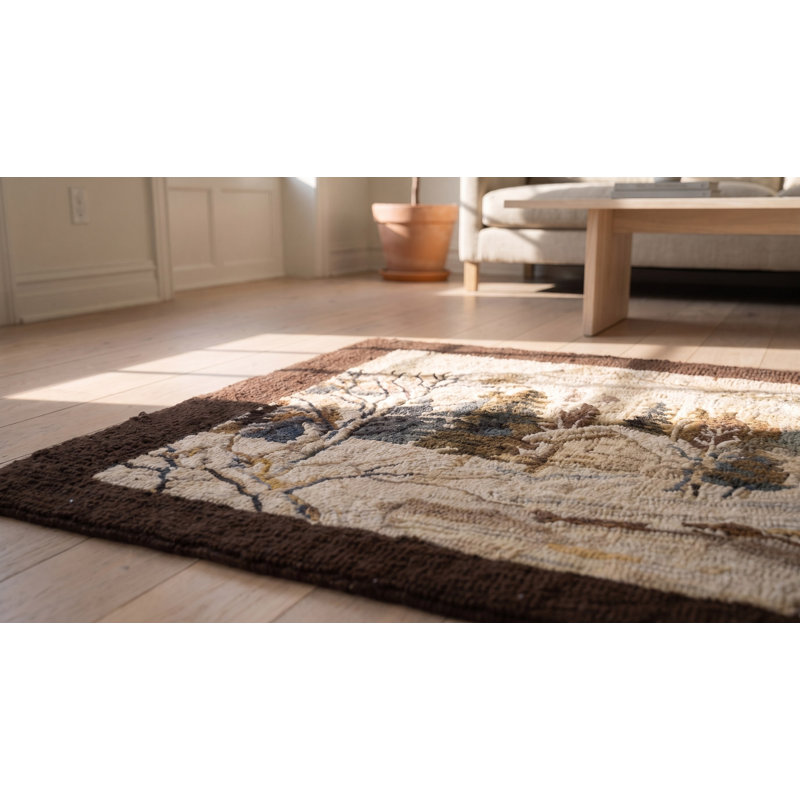 Multicolor Jewel Tones 1930s Wool American Hooked Floral Antique Rug