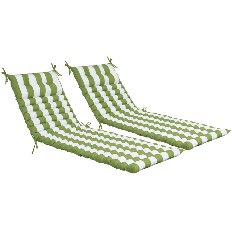2PCS Set Outdoor Lounge Chair Cushion, Green/White