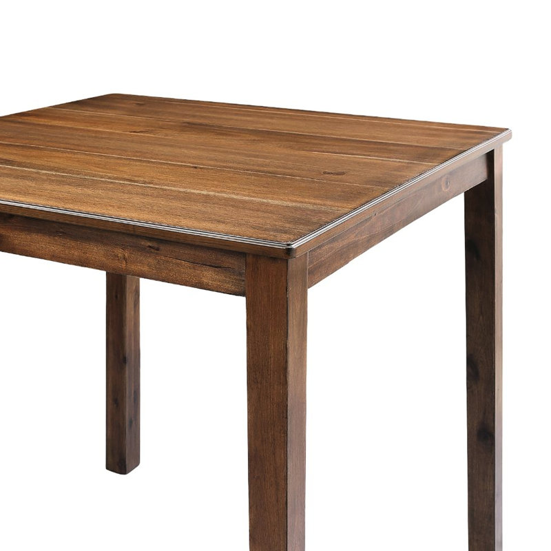 Ensemble de salle à manger 5 pièces de style transitionnel, table carrée en noyer avec 4 chaises à dossier à lattes, bois d'hévéa massif, idéal pour un coin repas.