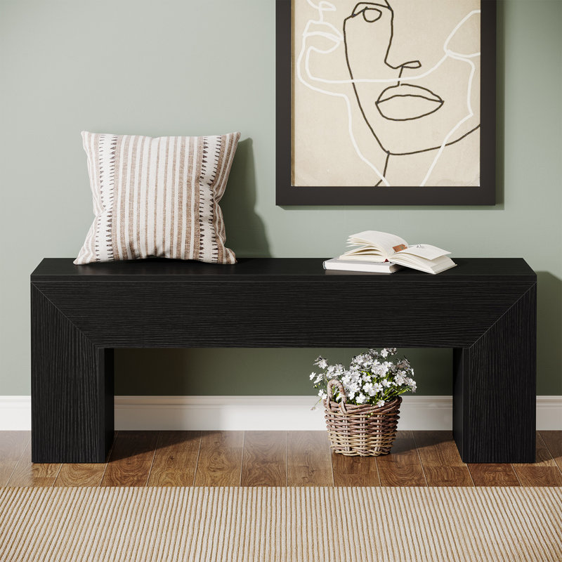 47'' Farmhouse Entryway Bench For Hallway, Black